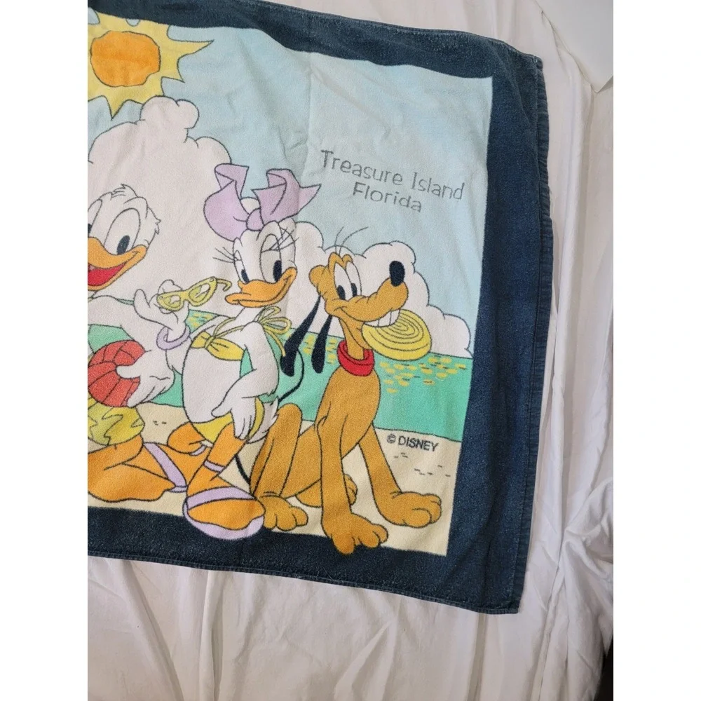 Vintage Disney Mickey Mouse Beach Towel Treasure Island Florida Minnie Donald‎